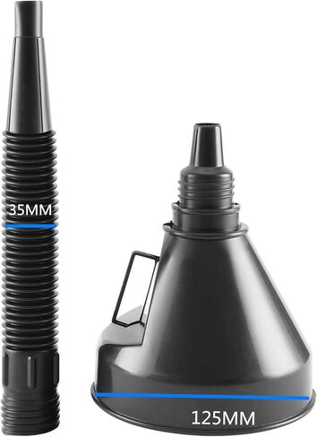 قطعتان من قمع السيارة، قمع بلاستيكي كبير ذو فم واسع مع مصفاة، قمع زيت مرن للسيارات مع خرطوم للسيارات والدراجات النارية، زيت المحرك، السائل، الديزل، الكيروسين والبنزين in Kuwait