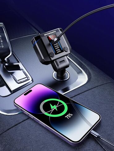 【PD30W لهاتف iPhone 15】 موزع ولاعة سجائر SUPERONE، فاصل محول ولاعة سجائر بمقبس مع PD30W وQC3.0 مزدوج، عرض جهد 12 فولت/24 فولت، مصهر 15 أمبير ومفاتيح لنظام تحديد المواقع/كاميرا داش/الهاتف in Kuwait