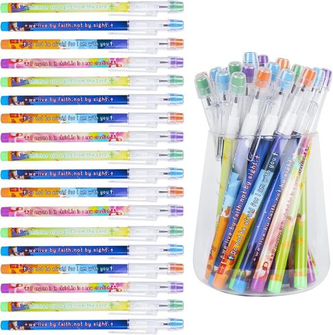 Kolewo4ever 48pcs HB Bible Verses Pencils Religious Multipoint Pencil Multicolor Non- Sharpening Stackable Pencils Religious Pencils Christian pencils Sunday School Gifts in Saudi Arabia