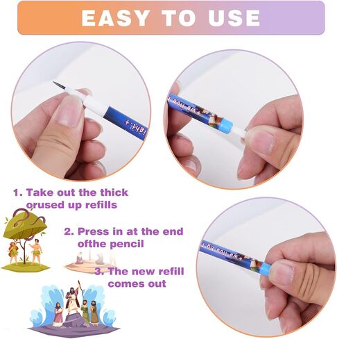 Kolewo4ever 48pcs HB Bible Verses Pencils Religious Multipoint Pencil Multicolor Non- Sharpening Stackable Pencils Religious Pencils Christian pencils Sunday School Gifts in Saudi Arabia