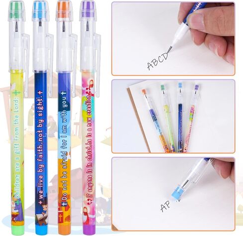 Kolewo4ever 48pcs HB Bible Verses Pencils Religious Multipoint Pencil Multicolor Non- Sharpening Stackable Pencils Religious Pencils Christian pencils Sunday School Gifts in Saudi Arabia