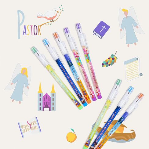Kolewo4ever 48pcs HB Bible Verses Pencils Religious Multipoint Pencil Multicolor Non- Sharpening Stackable Pencils Religious Pencils Christian pencils Sunday School Gifts in Saudi Arabia