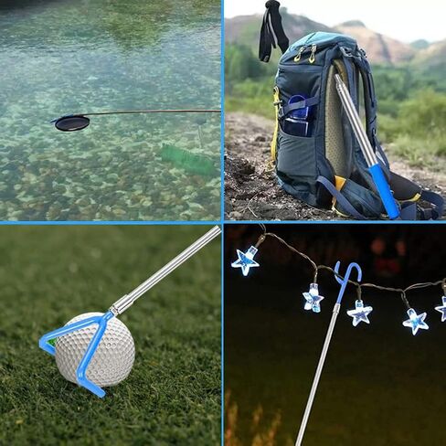 مسترد قرص الجولف، مسترد عمود القرص المتداخل المحمول القابل للتمديد، أداة انتزاع 3 في 1 مع خطاف يمتد إلى 16 قدمًا للرياضات الخارجية in Kuwait