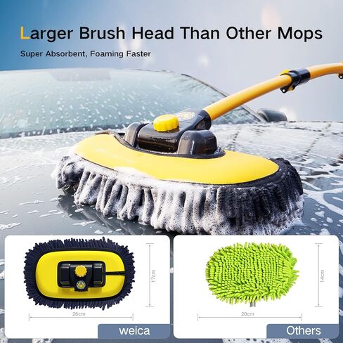 فرشاة غسيل السيارة بمقبض طويل 42.5 بوصة - مجموعة ممسحة غسيل السيارات من الألياف الدقيقة من شانيل، ملحقات فرشاة تنظيف السيارة، لوازم فرشاة غسيل السيارات لسيارات الدفع الرباعي MPV PT GT، رأس بديل خالٍ من الخدوش in Kuwait