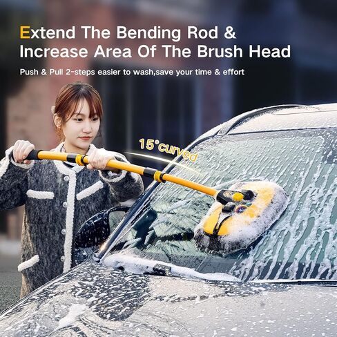 فرشاة غسيل السيارة بمقبض طويل 42.5 بوصة - مجموعة ممسحة غسيل السيارات من الألياف الدقيقة من شانيل، ملحقات فرشاة تنظيف السيارة، لوازم فرشاة غسيل السيارات لسيارات الدفع الرباعي MPV PT GT، رأس بديل خالٍ من الخدوش in Kuwait