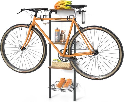 Bike Rack Garage Storage,Vertical Bike Stand Floor,Indoor Bike Storage Hanging Hooks,Bike Hangers Wall Mount,Upright Bicycle Stand Bike Holder Nook for Bike Accessories for Mountain,MTB,Hybrid Bikes in Kuwait