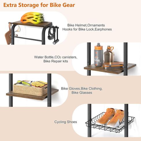 Bike Rack Garage Storage,Vertical Bike Stand Floor,Indoor Bike Storage Hanging Hooks,Bike Hangers Wall Mount,Upright Bicycle Stand Bike Holder Nook for Bike Accessories for Mountain,MTB,Hybrid Bikes in Kuwait