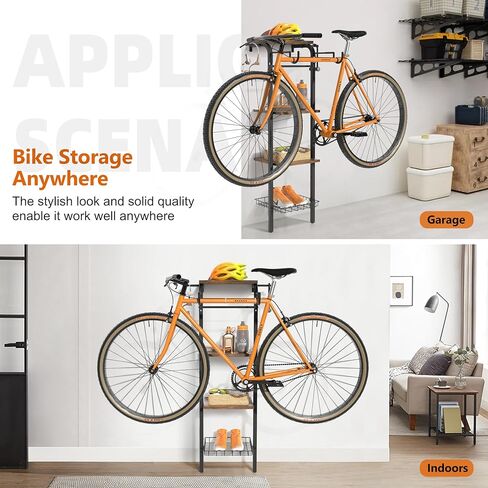 Bike Rack Garage Storage,Vertical Bike Stand Floor,Indoor Bike Storage Hanging Hooks,Bike Hangers Wall Mount,Upright Bicycle Stand Bike Holder Nook for Bike Accessories for Mountain,MTB,Hybrid Bikes in Kuwait