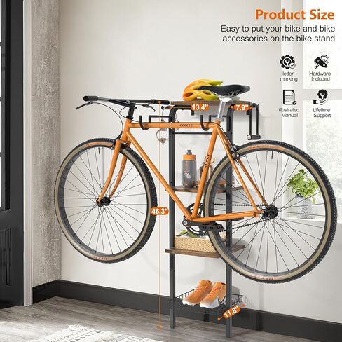 Bike Rack Garage Storage,Vertical Bike Stand Floor,Indoor Bike Storage Hanging Hooks,Bike Hangers Wall Mount,Upright Bicycle Stand Bike Holder Nook for Bike Accessories for Mountain,MTB,Hybrid Bikes in Kuwait