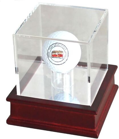 DisplayGifts Golf Ball Display Wooden Stand Case with UV Protect Acrylic Cover GB13 Cherry Stand in Saudi Arabia