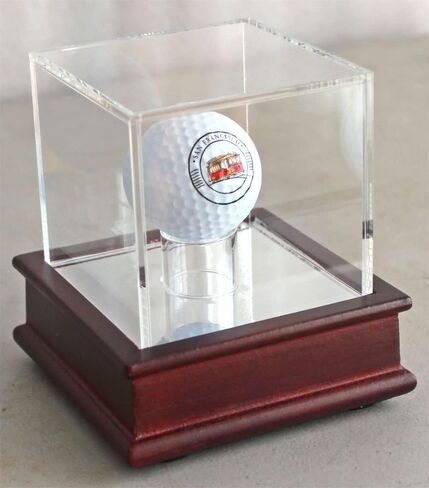 DisplayGifts Golf Ball Display Wooden Stand Case with UV Protect Acrylic Cover GB13 Cherry Stand in Saudi Arabia
