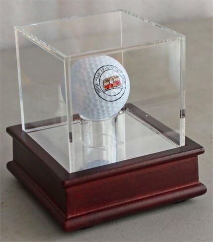 DisplayGifts Golf Ball Display Wooden Stand Case with UV Protect Acrylic Cover GB13 Cherry Stand in Saudi Arabia
