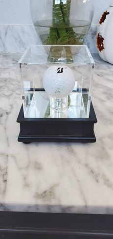DisplayGifts Golf Ball Display Wooden Stand Case with UV Protect Acrylic Cover GB13 Cherry Stand in Saudi Arabia