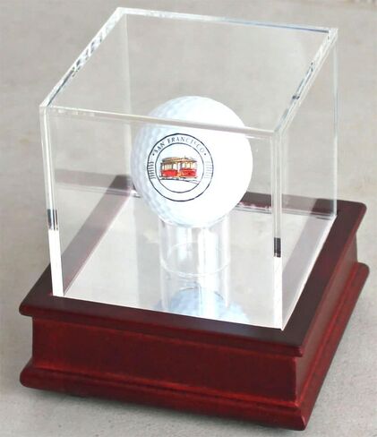 DisplayGifts Golf Ball Display Wooden Stand Case with UV Protect Acrylic Cover GB13 Cherry Stand in Saudi Arabia