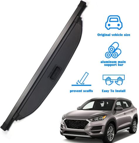 Marretoo for Hyundai Tucson Cargo Cover 2016 2017 2018 2019 2020 2021 لملحقات Hyundai Tucson غطاء صندوق السيارة الأسود القابل للسحب غطاء درع الأمان in Kuwait