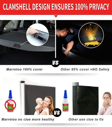 Marretoo for Hyundai Tucson Cargo Cover 2016 2017 2018 2019 2020 2021 لملحقات Hyundai Tucson غطاء صندوق السيارة الأسود القابل للسحب غطاء درع الأمان in Kuwait