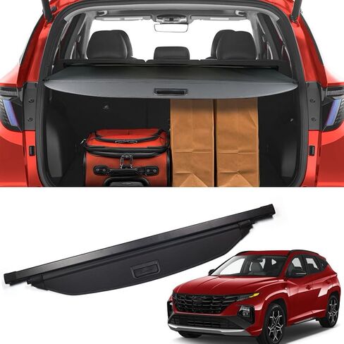 Marretoo for Hyundai Tucson Cargo Cover 2016 2017 2018 2019 2020 2021 لملحقات Hyundai Tucson غطاء صندوق السيارة الأسود القابل للسحب غطاء درع الأمان in Kuwait