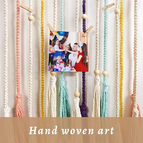 popotop Home Wall Decor Hanging Photo Display, Teenager Teen Girl Gifts,Boho Photograph Picture Ornament with LED Light String,Photo Clip Holder for Children Christmas Gifts in Kuwait