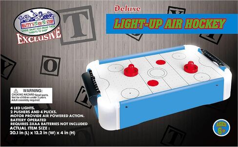 مجموعة هدايا ألعاب Matty's Toy Stop Deluxe مقاس 20 بوصة بإضاءة LED تتوهج في الظلام للهوكي الهوائي (كرات إضافية) وفوسبال (كرة القدم) (كرات إضافية) - عبوتان in Saudi Arabia