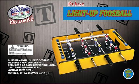 مجموعة هدايا ألعاب Matty's Toy Stop Deluxe مقاس 20 بوصة بإضاءة LED تتوهج في الظلام للهوكي الهوائي (كرات إضافية) وفوسبال (كرة القدم) (كرات إضافية) - عبوتان in Saudi Arabia