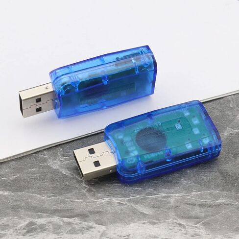 SING F LTD 4 قطع بطاقة صوت ستيريو USB خارجية 5.1 مع منافذ سماعة رأس وميكروفون 3.5 ملم، محول صوت افتراضي ثلاثي الأبعاد 5.1 قناة متوافق مع Windows 2 أسود و2 أزرق in Kuwait