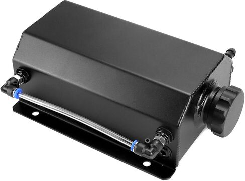 خزان الرادياتير QWORK، خزان توسيع خزان المبرد من الألومنيوم سعة 2 لتر، يمنع خزان استعادة سائل التبريد من تسرب المبرد، أسود in Kuwait