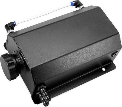 خزان الرادياتير QWORK، خزان توسيع خزان المبرد من الألومنيوم سعة 2 لتر، يمنع خزان استعادة سائل التبريد من تسرب المبرد، أسود in Kuwait