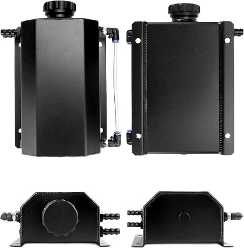 خزان الرادياتير QWORK، خزان توسيع خزان المبرد من الألومنيوم سعة 2 لتر، يمنع خزان استعادة سائل التبريد من تسرب المبرد، أسود in Kuwait