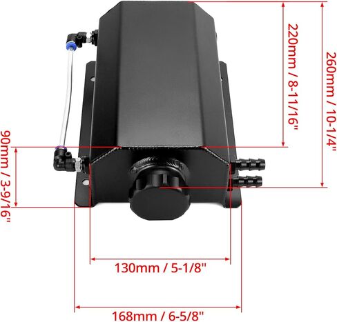 خزان الرادياتير QWORK، خزان توسيع خزان المبرد من الألومنيوم سعة 2 لتر، يمنع خزان استعادة سائل التبريد من تسرب المبرد، أسود in Kuwait