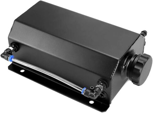 خزان الرادياتير QWORK، خزان توسيع خزان المبرد من الألومنيوم سعة 2 لتر، يمنع خزان استعادة سائل التبريد من تسرب المبرد، أسود in Kuwait