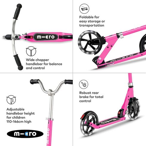 Micro Kickboard - Micro Cruiser LED - Two Wheeled, Fold-to-Carry Swiss-Designed Micro Scooter for Kids with Smooth Gliding Light-Up, Large Wheels for Ages 6+ in Saudi Arabia