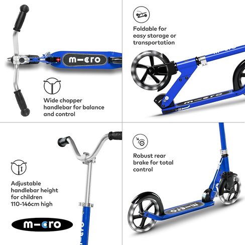 Micro Kickboard - Micro Cruiser LED - Two Wheeled, Fold-to-Carry Swiss-Designed Micro Scooter for Kids with Smooth Gliding Light-Up, Large Wheels for Ages 6+ in Saudi Arabia
