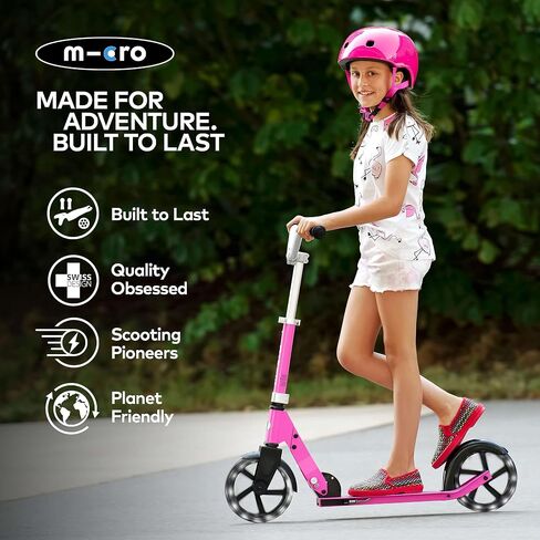 Micro Kickboard - Micro Cruiser LED - Two Wheeled, Fold-to-Carry Swiss-Designed Micro Scooter for Kids with Smooth Gliding Light-Up, Large Wheels for Ages 6+ in Saudi Arabia