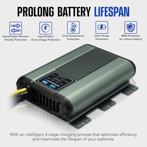 ATEM POWER 25A 12V DC to DC Battery Charger with Anderson Plug Reverse Charge MPPT for AGM, Gel, Calcium, Lead Acid, LiFePO4 Batteries of 4WDs, RVs, Campers Multi-Protection Design On-Board Charger in Saudi Arabia