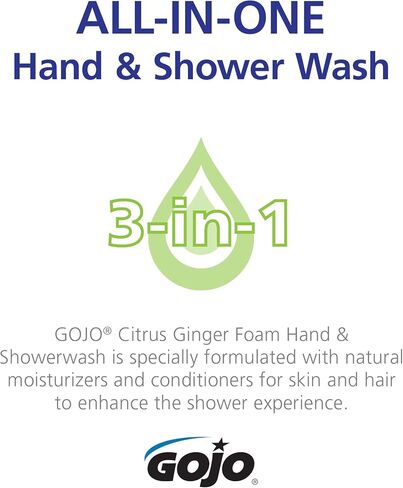 Gojo Foam Hand and Showerwash, Citrus and Ginger Fragrance, 1250 mL Foam Wash Refill ADX-12 Push-Style Soap Dispenser (Pack of 3) - 8813-03 in Saudi Arabia