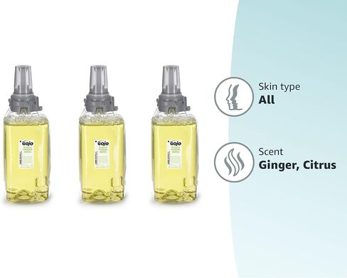 Gojo Foam Hand and Showerwash, Citrus and Ginger Fragrance, 1250 mL Foam Wash Refill ADX-12 Push-Style Soap Dispenser (Pack of 3) - 8813-03 in Saudi Arabia