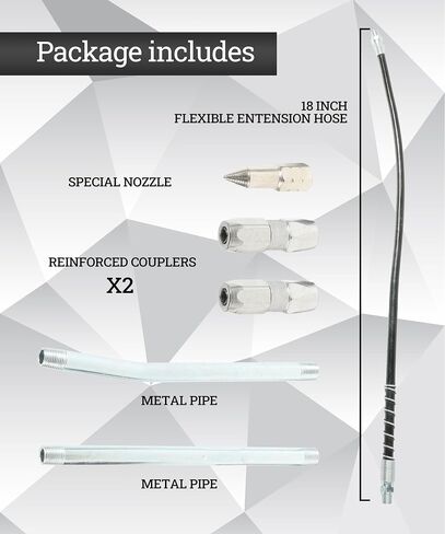 Grease Gun,Grease Gun Flexible Hose,Car Accessories 9000 PSI Professional Heavy Duty Pistol Grip Grease Gun with Spring Flex Hose,Extension Rigid Pipe and Sharp Nozzle in Saudi Arabia