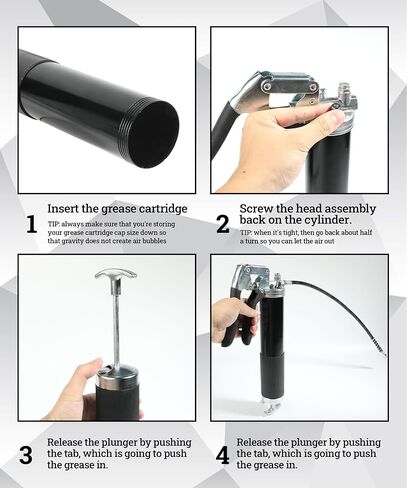 Grease Gun,Grease Gun Flexible Hose,Car Accessories 9000 PSI Professional Heavy Duty Pistol Grip Grease Gun with Spring Flex Hose,Extension Rigid Pipe and Sharp Nozzle in Saudi Arabia