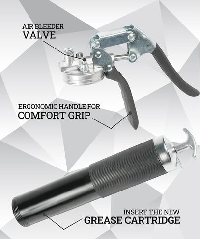 Grease Gun,Grease Gun Flexible Hose,Car Accessories 9000 PSI Professional Heavy Duty Pistol Grip Grease Gun with Spring Flex Hose,Extension Rigid Pipe and Sharp Nozzle in Saudi Arabia