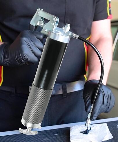 Grease Gun,Grease Gun Flexible Hose,Car Accessories 9000 PSI Professional Heavy Duty Pistol Grip Grease Gun with Spring Flex Hose,Extension Rigid Pipe and Sharp Nozzle in Saudi Arabia