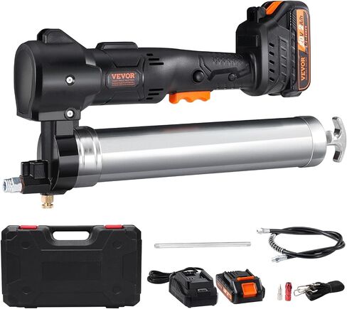 VEVOR Cordless Grease Gun, 20-Volt, 10,000 PSI, 39" Long Hose, Electric Grease Gun Kit Professional High Pressure Battery Powered Grease Gun with Carrying Case, Battery and Charger Included, Black in Saudi Arabia