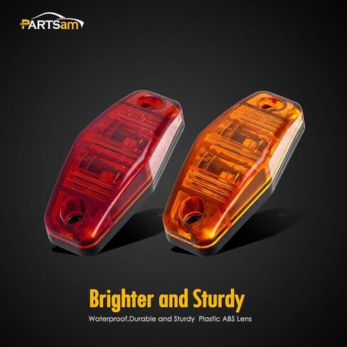 Partsam 4 قطع 2.5 بوصة LED مقطورة LED جانب الحاجز ماركر أضواء التخليص مصباح مؤشر لشاحنة 12 فولت RV Camper Golf Cargo Cargo Trailer مقاوم للماء (2 كهرماني + 2 أحمر) in Kuwait