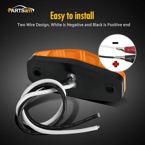 Partsam 4 قطع 2.5 بوصة LED مقطورة LED جانب الحاجز ماركر أضواء التخليص مصباح مؤشر لشاحنة 12 فولت RV Camper Golf Cargo Cargo Trailer مقاوم للماء (2 كهرماني + 2 أحمر) in Kuwait