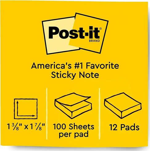 Post-it Mini Notes, 1.5x2 in, 12 Pads, America's #1 Favorite Sticky Notes, Poptimistic Collection, Bright Colors (Magenta, Pink, Blue, Green), Clean Removal, Recyclable (653AN) in Saudi Arabia