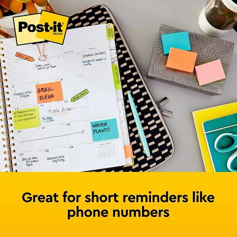 Post-it Mini Notes, 1.5x2 in, 12 Pads, America's #1 Favorite Sticky Notes, Poptimistic Collection, Bright Colors (Magenta, Pink, Blue, Green), Clean Removal, Recyclable (653AN) in Saudi Arabia