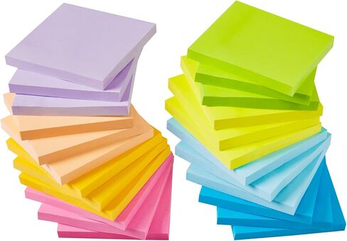 Sticky Notes 3x3 Inches, 24 Pads Self Sticky Notes, Bright Colors Self-Stick Pads, 80 Sheets/Pad, Assorted Colors Stickies, Colorful Sticky Notes Easy to Post Notes for Home, Office, School in Saudi Arabia