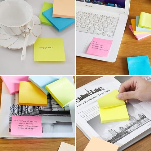 Sticky Notes 3x3 Inches, 24 Pads Self Sticky Notes, Bright Colors Self-Stick Pads, 80 Sheets/Pad, Assorted Colors Stickies, Colorful Sticky Notes Easy to Post Notes for Home, Office, School in Saudi Arabia