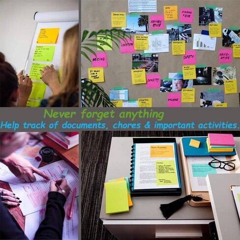 Sticky Notes 3x3 Inches, 24 Pads Self Sticky Notes, Bright Colors Self-Stick Pads, 80 Sheets/Pad, Assorted Colors Stickies, Colorful Sticky Notes Easy to Post Notes for Home, Office, School in Saudi Arabia