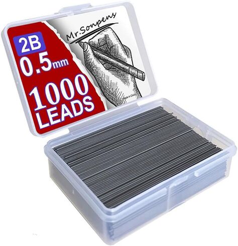 1000 قطعة قلم رصاص ميكانيكي أساسي 0.5 0.7 0.9 1.3 2 مللي متر 2B سعة كبيرة قابلة للاستبدال صندوق هدايا الطالب (0.5 مللي متر) in Saudi Arabia