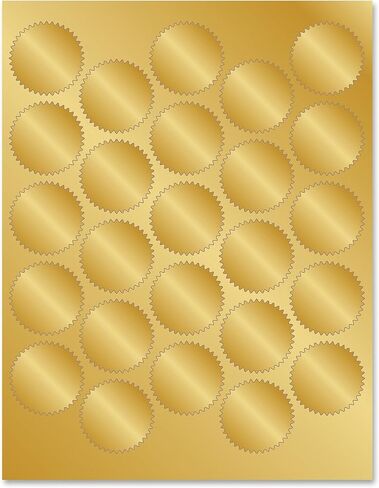 Geographics Printable White Gold Foil Stars Seals, 4.25"x9", Seal 1.25", 75/Pack (48675) in Saudi Arabia